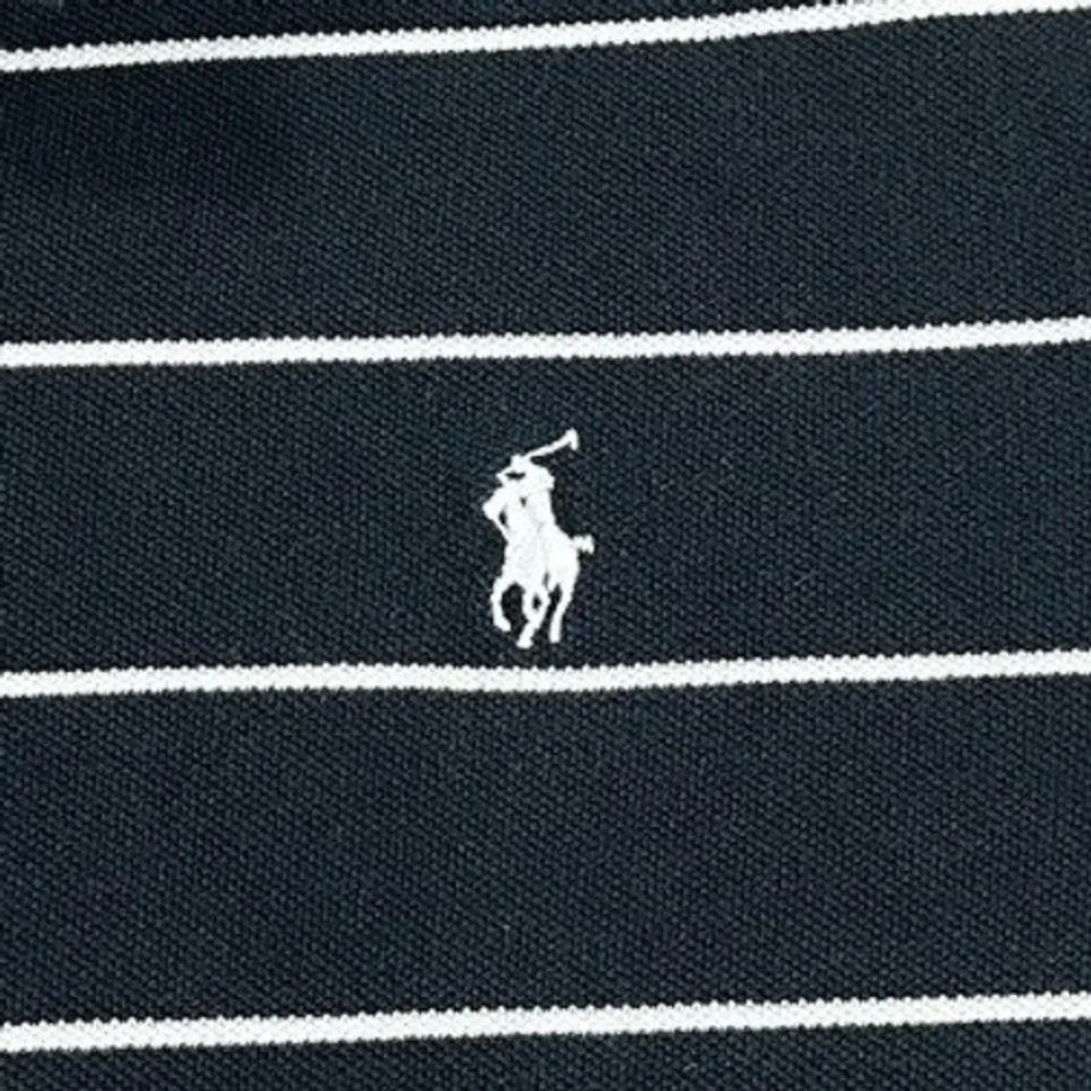 Polo‎ Ralph Lauren Mens Custom Fit Striped Polo Shirt Black White Large Cotton
